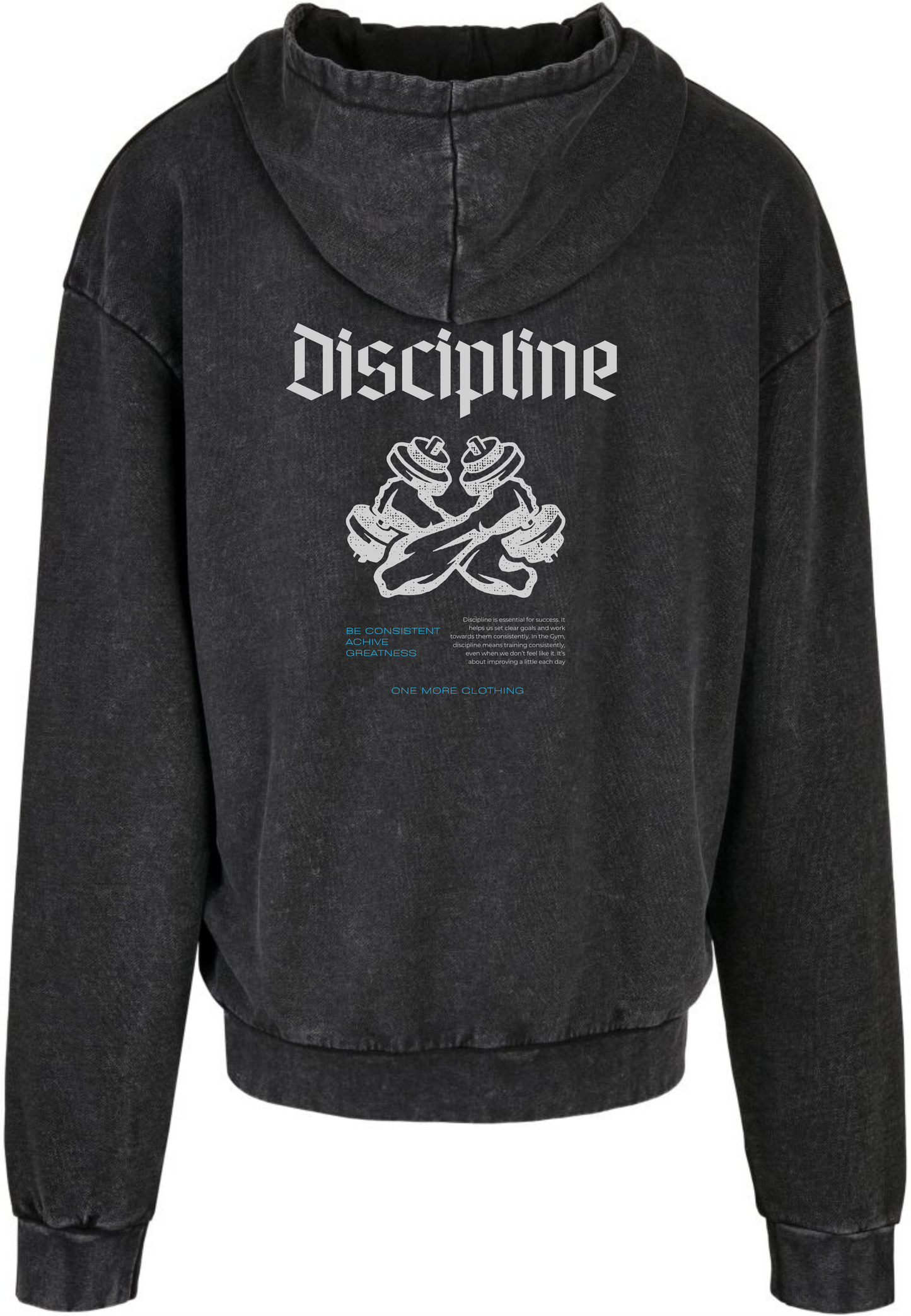 "Discipline" Washed Hoodie White Backprint