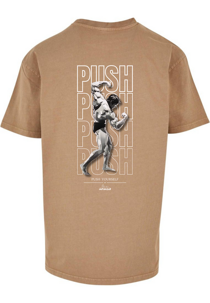 "Push" Washed Tee White Backprint